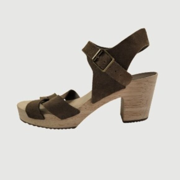 LOFT Criss Cross Leather & Suede Clog Sandals - Picture 2 of 16